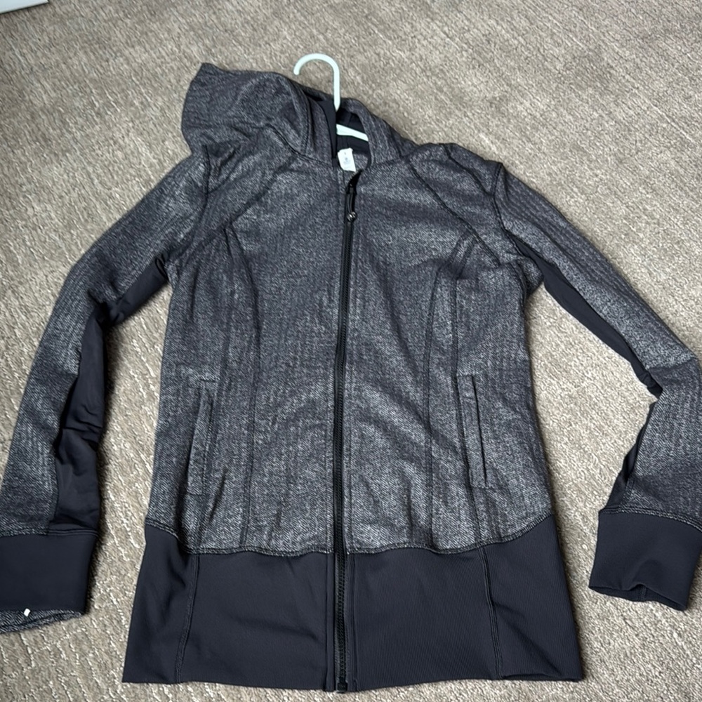 Lululemon Women's Herringbone Hooded full zip longline Jacket sz 8